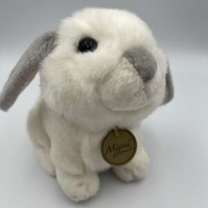 Miyoni by Aurora Lop Bunny Rabbit White/Gray  Plush‎ Stuffed Animal Easter